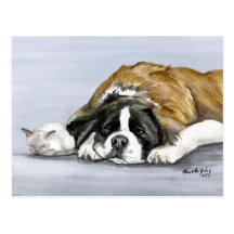 Carte postale d'art de chien de St Bernard et de c