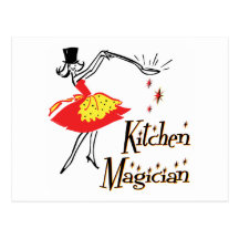 Carte postale d'art de cuisine de magicien de cuis