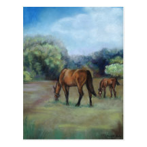 Carte postale d'art "de pâturage de cheval"