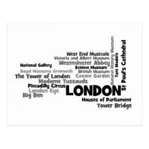 Carte postale d'art des textes de Londres
