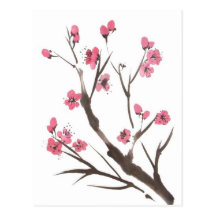 Carte postale de brin de fleur de prune