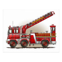 Carte postale de camion de pompiers de crochet et 