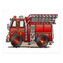Carte postale de camion de pompiers d'échelle