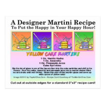 Carte postale de carte de recette de Martini de gâ