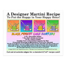 Carte postale de carte de recette de Martini de gâ
