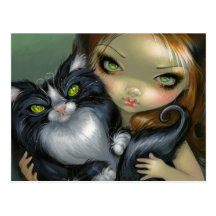 Carte postale "de chat espiègle de smoking"