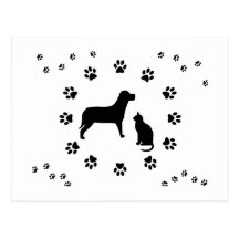 Carte postale de chien et de chat