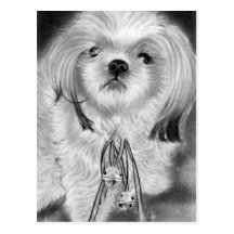 Carte postale de chiot de cloches argentées