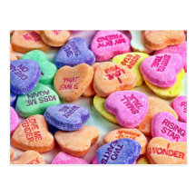 Carte postale de coeurs de sucrerie