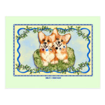 Carte postale de corgi de "meilleurs amis"