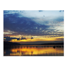 Carte postale de coucher du soleil du fleuve Colum