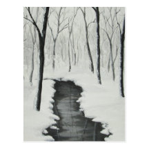 Carte postale de courant de forêt d'hiver