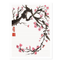 Carte postale de courbe de fleur de prune