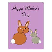 Carte postale de coutume de lapins de jour de mère