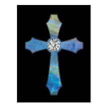 Carte postale de croix d'opale et de bijou de diam