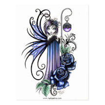 Carte postale de fée de rose de bleu de Magdalene