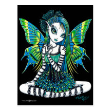 Carte postale de fée de tatouage de vert de Katy