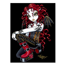 Carte postale de féerie tatouée par rouge de Terri