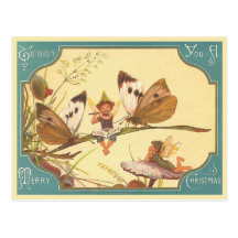 Carte postale "de fées de carte de Noël vintage"