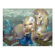 Carte postale de "Fiona et de la licorne"