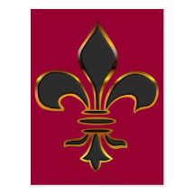 Carte postale de Fleur-De-lis de noir et d'or