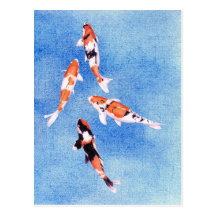 Carte postale de flottement de bleu de Koi