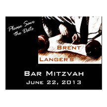 Carte postale de garçon de Mitzvah de barre