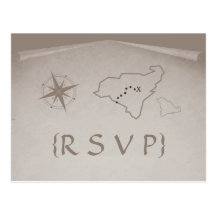 Carte postale de la carte RSVP de trésor, beige