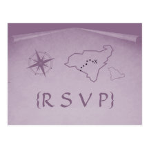 Carte postale de la carte RSVP de trésor, pourpre
