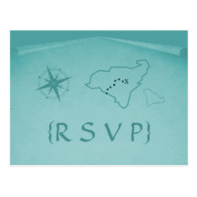 Carte postale de la carte RSVP de trésor, Teal