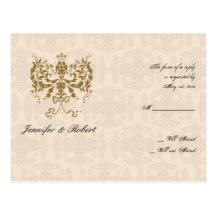 Carte postale de la damassé RSVP de crème et d'or