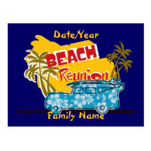 Carte postale de la Réunion de famille de plage d'