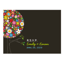 carte postale de l'arbre RSVP de bruit de fleurs d