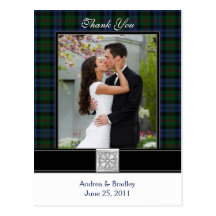 Carte postale de Merci de mariage de tartan de Bai