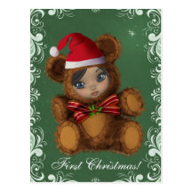 Carte postale de Noël de Père Noël d'ours de bébé 