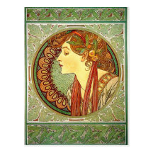Carte postale de Nouveau d'art d'Alphonse Mucha