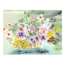 Carte postale de panier de fleur
