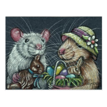 Carte postale de paniers de Pâques de rats