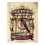 Carte postale de papier française d'art de cage à 