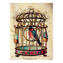 Carte postale de papier française d'art de cage à 