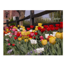 Carte postale de Pâques de jardin de tulipe