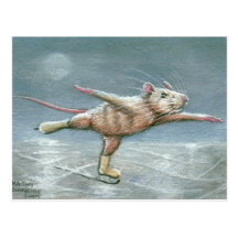 Carte postale de patinage de rat gracieux