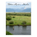Carte postale de pêcheur de rivière de Teton, Idah