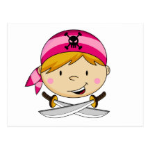 Carte postale de pirate de Bandana de fille