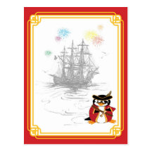 Carte postale de pirate de pingouin