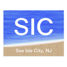 Carte postale de plage de la ville NJ d'île de mer