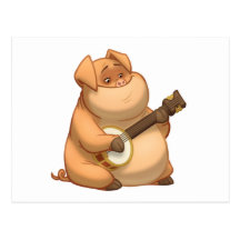Carte postale de porc de Banjo-Strummin'