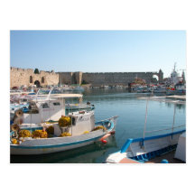 Carte postale de port de Rhodes, Grèce
