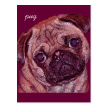 Carte postale de portrait peinte par chiot de carl