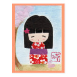 Carte postale de poupée de Sakura Kokeshi